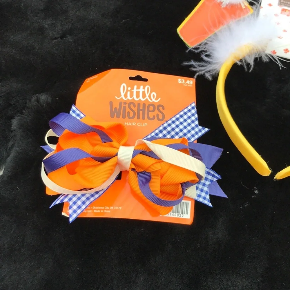 NWT 3 Fall Hair Accessories Bopper Headband Little Wishes Hair Bow & Hair Clip